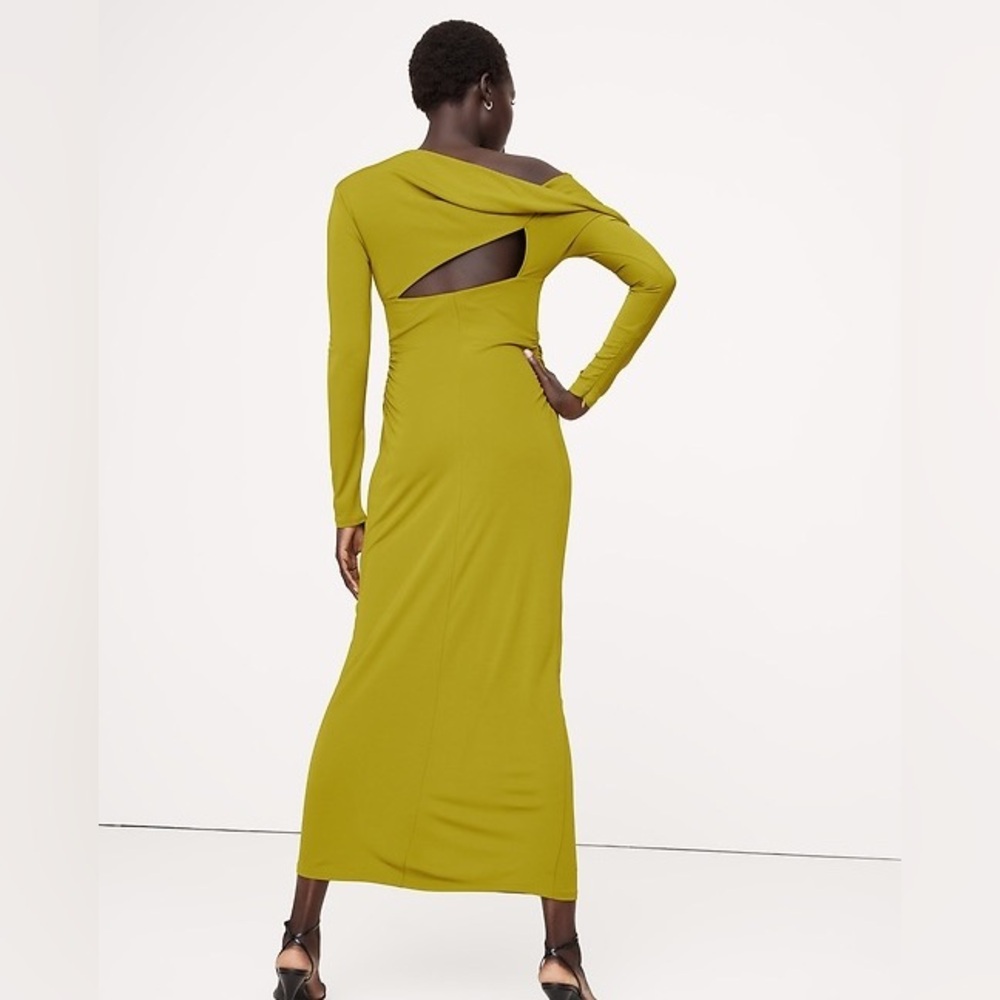 NWT BANANA REPUBLIC JERSEY KNOT ASYMETRICAL LONG SLEEVE MAXI XL PERIDOT